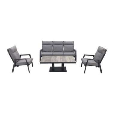 VDG Azoren/Jersey stoel- 3-zitsbank loungeset verstelbaar - Antraciet product