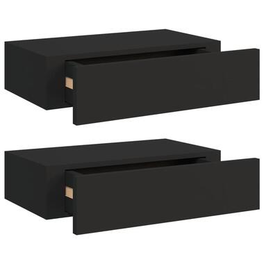 vidaXL Wandschappen 2 st met lade 40x23,5x10 cm MDF zwart product