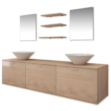 vidaXL 8 pièces de mobilier de salle de bain et lavabo Beige product