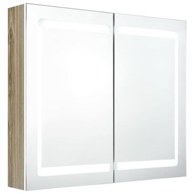 vidaXL Armoire de salle de bain à miroir à LED Blanc et chêne product