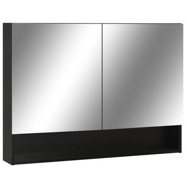 vidaXL Armoire à miroir de salle de bain LED Noir 80x15x60 cm MDF product