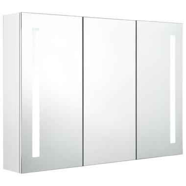 vidaXL Armoire de salle de bain à miroir LED 89x14x62cm Blanc brillant product