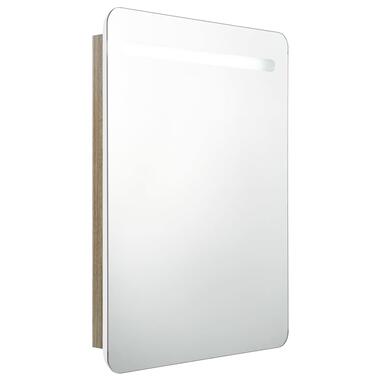 vidaXL Badkamerkast met spiegel en LED 60x11x80 cm wit en eikenkleurig product