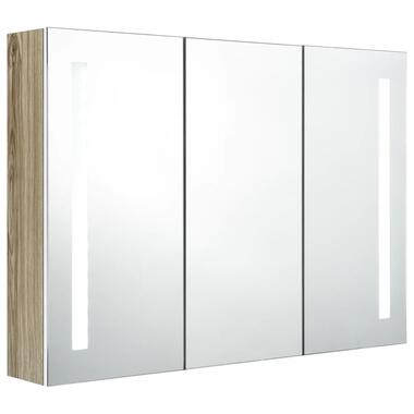 vidaXL Armoire de salle de bain à miroir LED 89x14x62cm blanc et chêne product