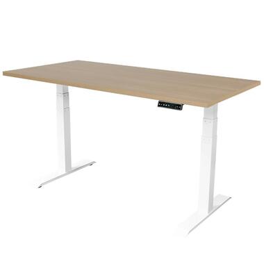 Bureau réglable Dual Motor - 180x80 cm - Blanc / Chêne product