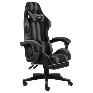 vidaXL Fauteuil de jeux vidéo avec repose-pied Noir et gris Similicuir product