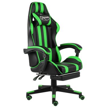 vidaXL Racestoel met voetensteun kunstleer zwart en groen product