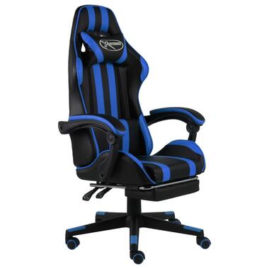 vidaXL Fauteuil de jeux vidéo avec repose-pied Noir et bleu Similicuir product