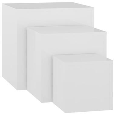 vidaXL Tables d'appoint 3 pcs Blanc brillant Aggloméré product