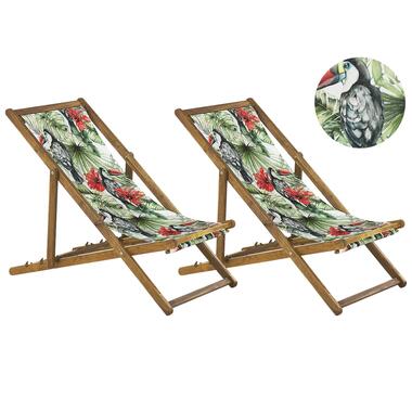 ANZIO - Strandstoel set van 2 - Lichthout/Toekan - Polyester product