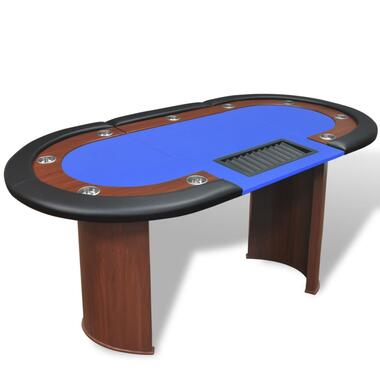 vidaXL Table de poker pour 10 joueurs avec espace de croupier Bleu product