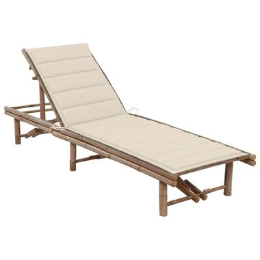 vidaXL Chaise longue de jardin avec coussin Bambou product