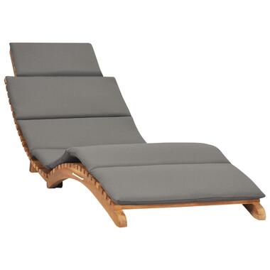 vidaXL Chaise longue pliable avec coussin gris foncé Bois de teck product