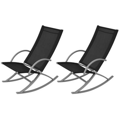 vidaXL Tuinschommelstoelen 2 st staal en textileen zwart product