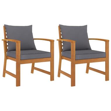 vidaXL Chaises de jardin lot de 2 avec coussin gris foncé Bois acacia product