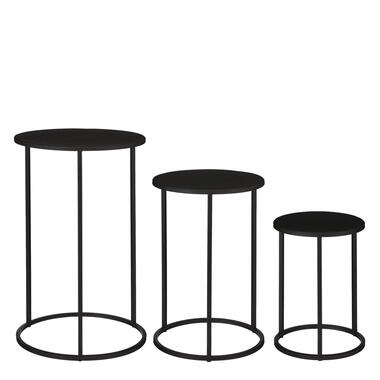 Mica Decorations Quinty Bijzettafel - Set van 3 - H50 x Ø32 cm - Zwart product