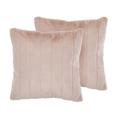 PUMILA - Sierkussen set van 2 - Roze - 45 x 45 cm - Polyester product