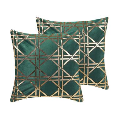 CASSIA - Sierkussen set van 2 - Groen - 45 x 45 cm - Polyester product