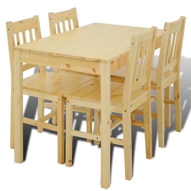 vidaXL Table de salle à manger en bois avec 4 chaises Naturel product
