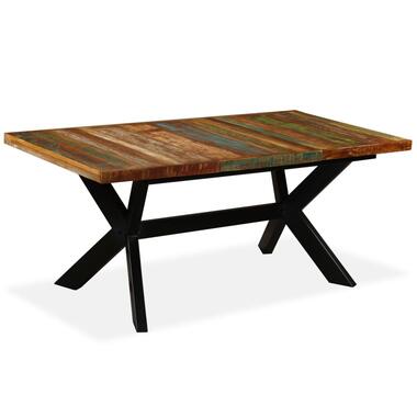 vidaXL Eettafel 180 cm massief gerecycled hout en stalen kruis product