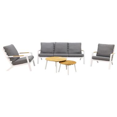 Hampton/Mindo stoel-bank loungeset 5-delig – Wit/Teak product
