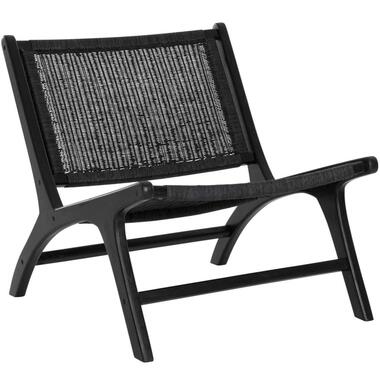 24Designs Lazy Loungestoel - Zwart - Teakhouten Frame - Loom Zitting product