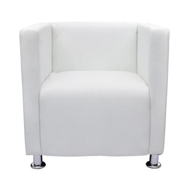 vidaXL Fauteuil cube blanc simili cuir product