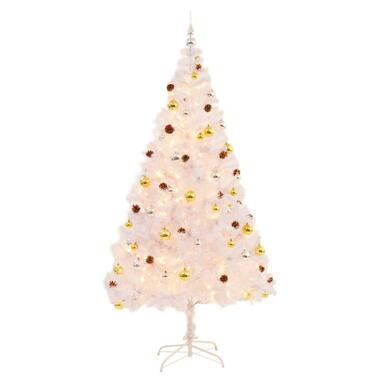 vidaXL Arbre de Noël artificiel pré-éclairé avec boules blanc 210 cm product