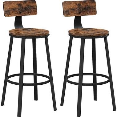 Parya Home - Houten Barstoelen - Metalen Frame - Industrieel - Set van 2 product