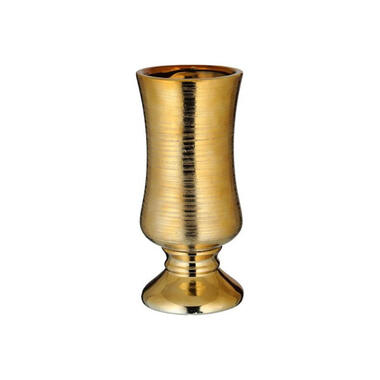 Cepewa Vaas - keramiek - goudkleurig - metaal look - 10 x 24 cm product