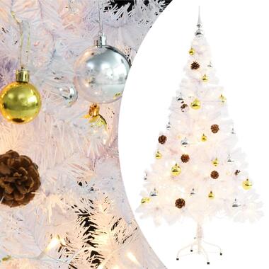 vidaXL Kunstkerstboom met kerstballen en LED's 150 cm wit product