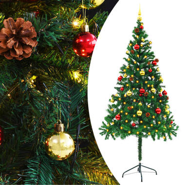 vidaXL Arbre de Noël artificiel pré-éclairé avec boules vert 180 cm product