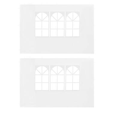 vidaXL Paroi de tente de réception 2 pcs avec fenêtre PE Blanc product