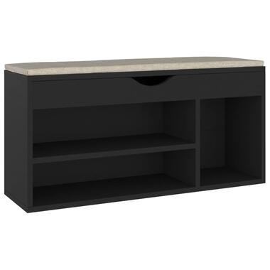 vidaXL Schoenenbank met kussen 104x30x49 cm bewerkt hout zwart product