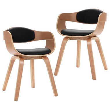 vidaXL Eetkamerstoelen 2 st gebogen hout en kunstleer product