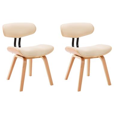 vidaXL Chaises de cuisine 2 pcs Crème Bois courbé et similicuir product