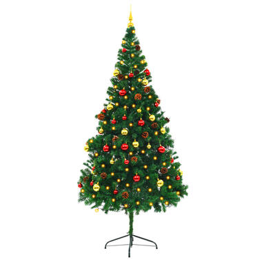 vidaXL Kunstkerstboom met verlichting en kerstballen 210 cm groen product