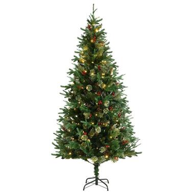vidaXL Kerstboom met LED en dennenappels 225 cm PVC en PE groen product