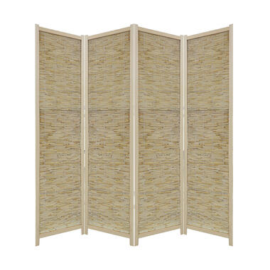 LW Collection Kamerscherm 4 panelen hout Bamboe beige 170x160cm - paravent - sch product