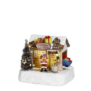 LuVille Kerstdorp Miniatuur Inpakfabriek - L16,5 x B13 x H14 cm product