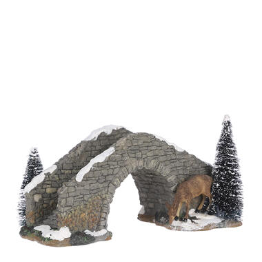 LuVille Village de Noël Miniature Pont en pierre avec cerf - 24 x 13cm product
