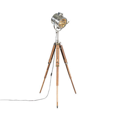 QAZQA lampadaire trépied en bois avec spot de studio - tripod radiant product