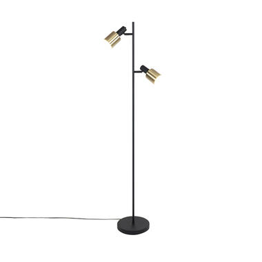 QAZQA lampadaire design noir avec or 2 lumières - stijn product