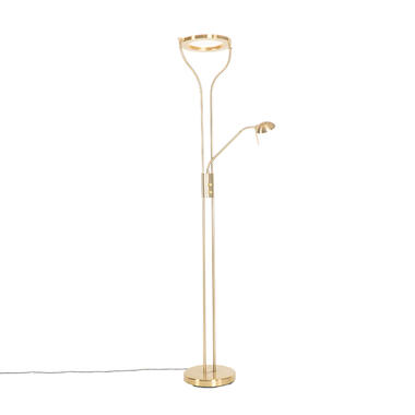 QAZQA lampadaire moderne doré avec bras de lecture avec led et variateur - divo product
