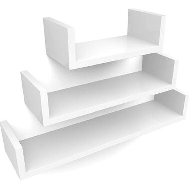 Set van 3 Boekenplanken - U-vormige Wandplank - Wit product