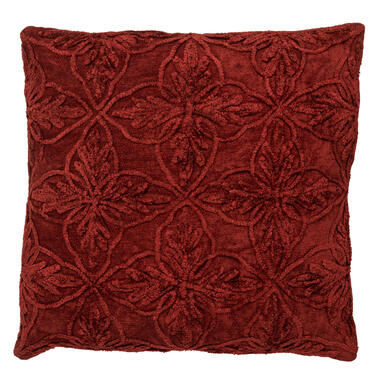 AMAR - Sierkussen 45x45 cm - 100% katoen - bloemen design - Merlot - rood product