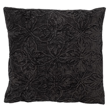 AMAR - Sierkussen 45x45 cm - 100% katoen - bloemen design - Raven - zwart product