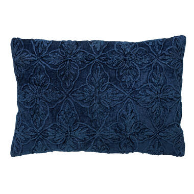 AMAR - Kussenhoes 40x60 cm - 100% katoen - bloemen design - Insignia Blue - donk product