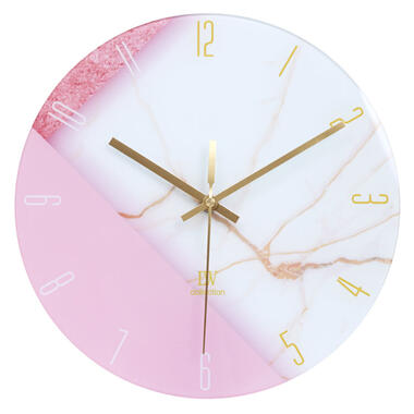LW Collection Horloge de cuisine Andrea blanc rose 30cm product