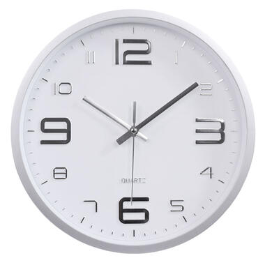 LW Collection Horloge de cuisine Xenn2 argent blanc 30cm product